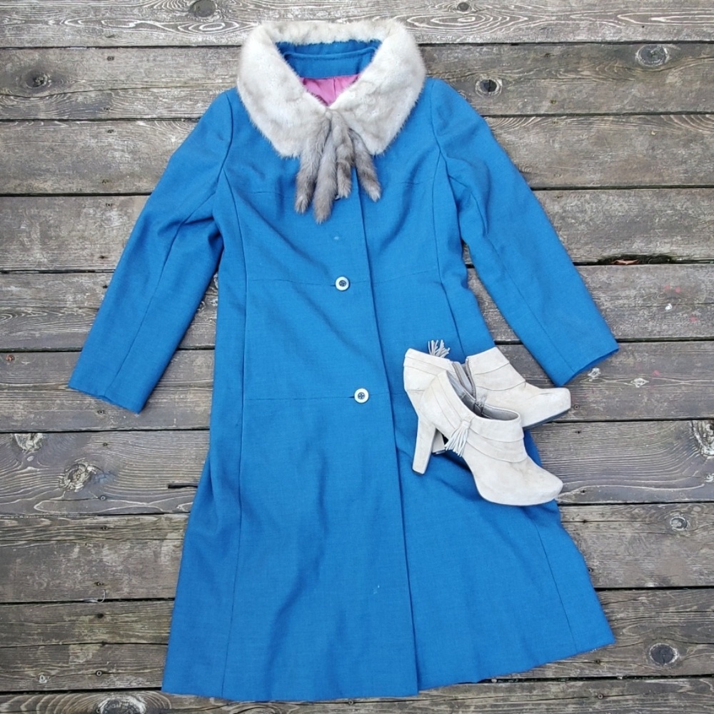 Silver fur collared vintage evening coat